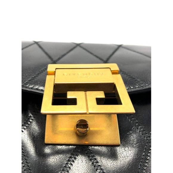 GIVENCHY Gv3 Small Quilted Black Goat Skin Leather Shoulder Bag - Picture 7 of 11